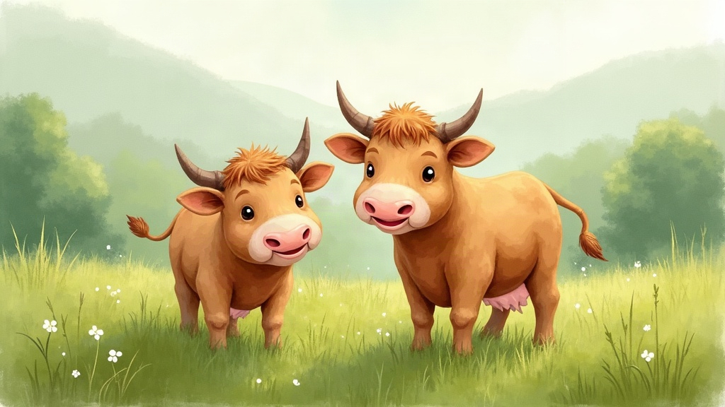 Two Jersey cows grazing together in a Welsh field