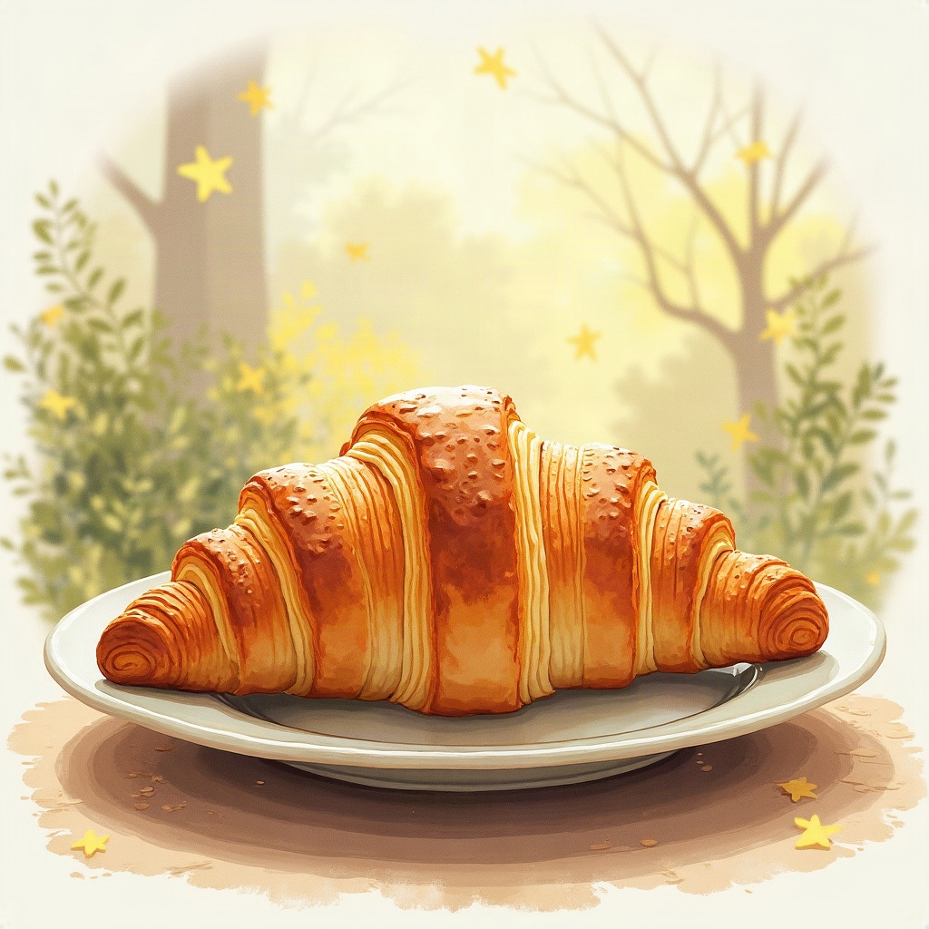 A golden flaky croissant